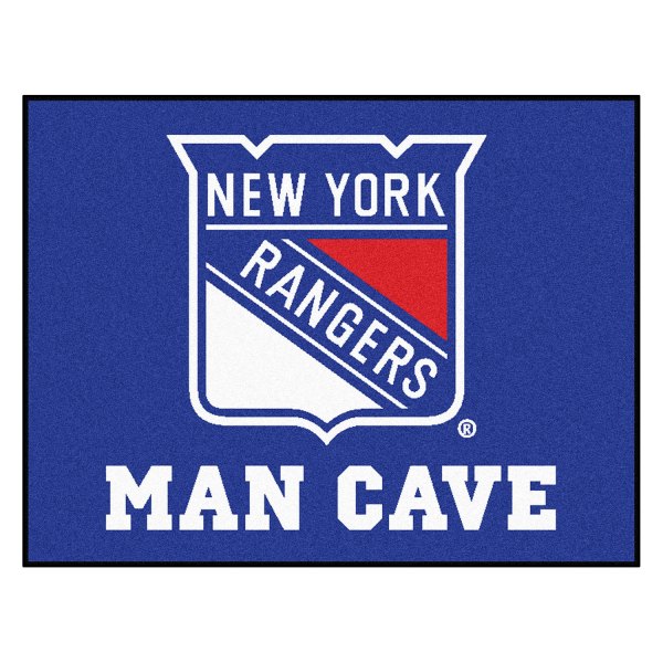 FanMats® - New York Rangers 33.75" x 42.5" Nylon Face Man Cave All-Star Floor Mat with "New York Rangers Shield" Logo