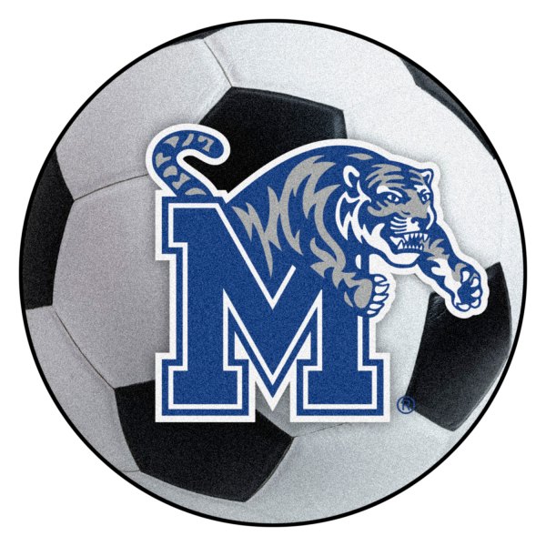 FanMats® - University of Memphis 27" Dia Nylon Face Soccer Ball Floor Mat with "M & Tiger" Logo