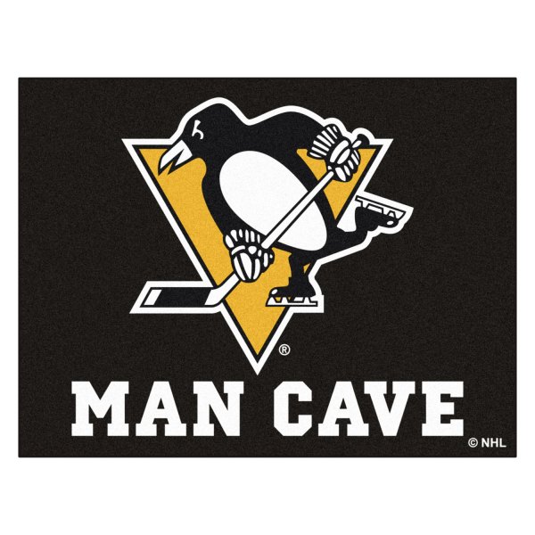 FanMats® - Pittsburgh Penguins 33.75" x 42.5" Nylon Face Man Cave All-Star Floor Mat with "Penguins" Logo