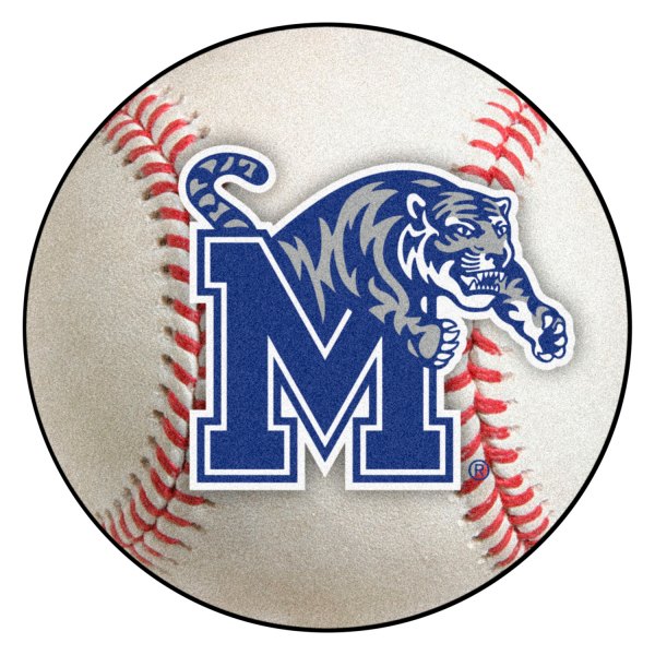 FanMats® - University of Memphis 27" Dia Nylon Face Baseball Ball Floor Mat with "M & Tiger" Logo