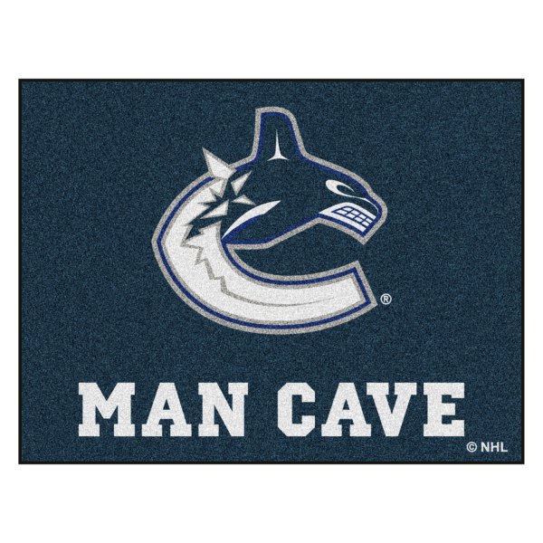 FanMats® - Vancouver Canucks 33.75" x 42.5" Nylon Face Man Cave All-Star Floor Mat with "Jumping Orca" Logo