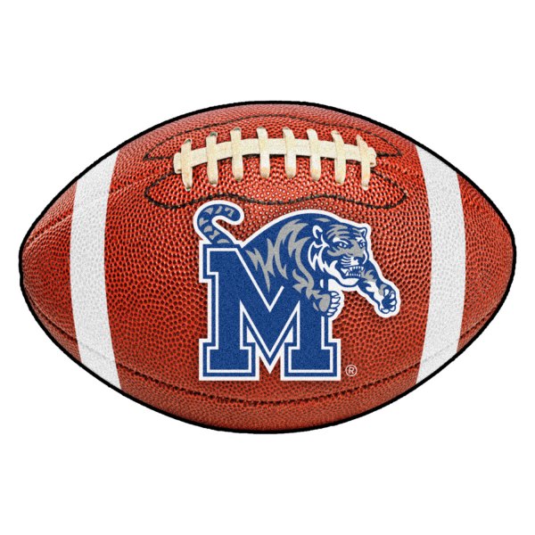 FanMats® - University of Memphis 20.5" x 32.5" Nylon Face Football Ball Floor Mat with "M and Tiger" Logo