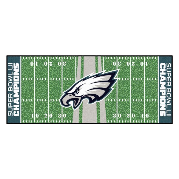 FanMats® - Philadelphia Eagles 30" x 72" Nylon Face Football Field Runner Mat with "Super Bowl LII Champions" Logo