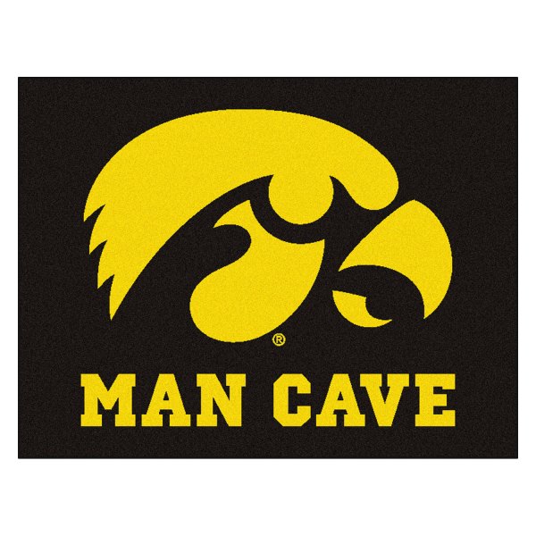 FanMats® - University of Iowa 33.75" x 42.5" Nylon Face Man Cave All-Star Floor Mat with "Hawkeye" Logo