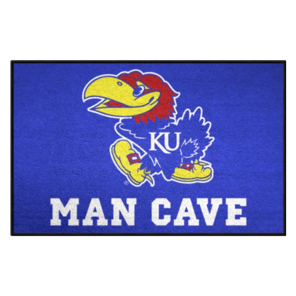FanMats® - University of Kansas 19" x 30" Nylon Face Man Cave Starter Mat with "KU Bird" Logo