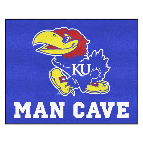 FanMats® - University of Kansas 33.75" x 42.5" Nylon Face Man Cave All-Star Floor Mat with "KU Bird" Logo