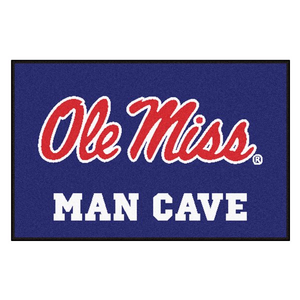 FanMats® - University of Mississippi (Ole Miss) 19" x 30" Nylon Face Man Cave Starter Mat with "Ole Miss" Script Logo