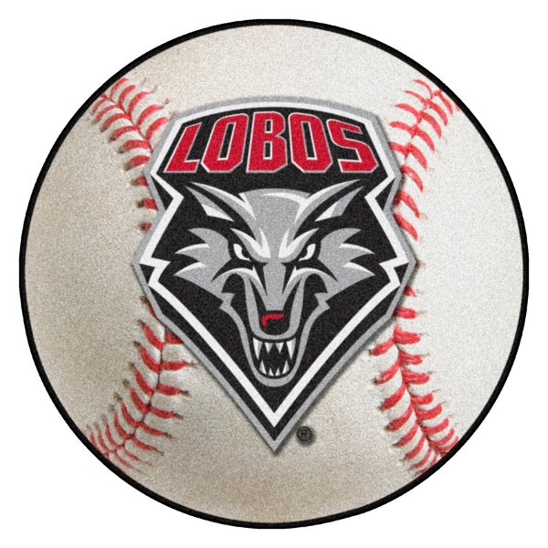 FanMats® - University of New Mexico 27" Dia Nylon Face Baseball Ball Floor Mat with "Wolf Head & LOBOS" Logo