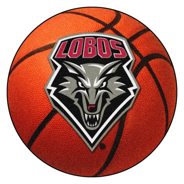 FanMats® - University of New Mexico 27" Dia Nylon Face Basketball Ball Floor Mat with "Wolf Head & LOBOS" Logo