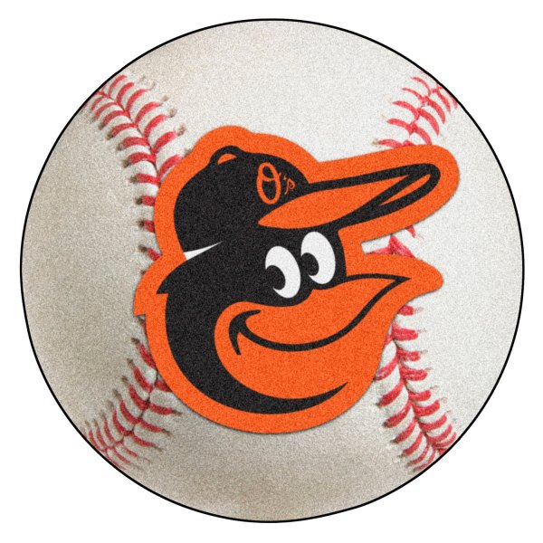 FanMats® - Baltimore Orioles 27" Dia Nylon Face Baseball Ball Floor Mat with "Cartoon Bird" Logo