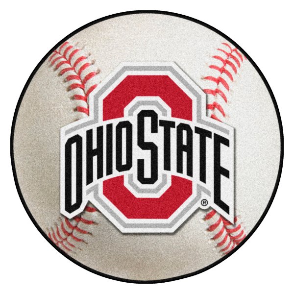 FanMats® - Ohio State University 27" Dia Nylon Face Baseball Ball Floor Mat with "O & Ohio State" Logo