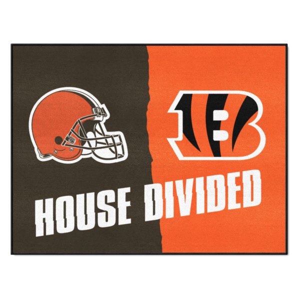 FanMats® - Cincinnati Bengals/Cleveland Browns 33.75" x 42.5" Nylon Face House Divided Floor Mat