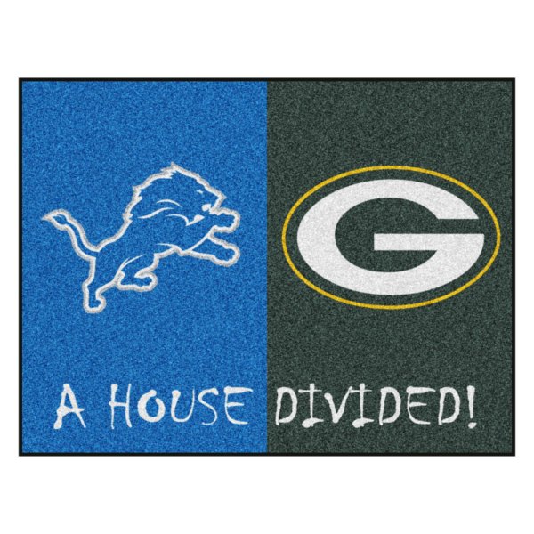 FanMats® - Detroit Lions/Green Bay Packers 33.75" x 42.5" Nylon Face House Divided Floor Mat