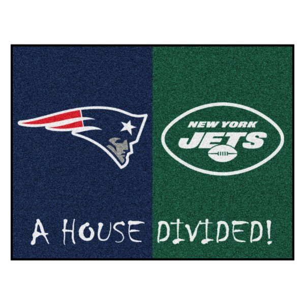 FanMats® - New England Patriots/New York Jets 33.75" x 42.5" Nylon Face House Divided Floor Mat