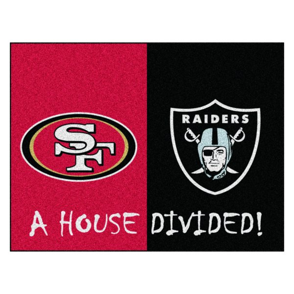 FanMats® - San Francisco 49ers/Las Vegas Raiders 33.75" x 42.5" Nylon Face House Divided Floor Mat
