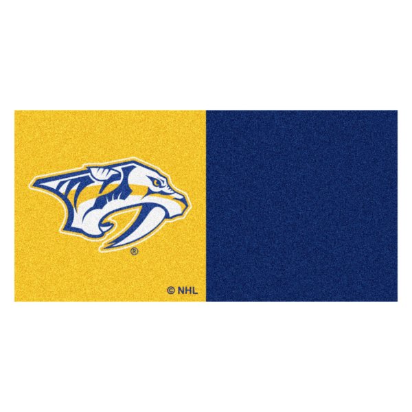 FanMats® - Nashville Predators 18" x 18" Yellow Nylon Face Team Carpet Tiles with "Saber Tooth Tiger" Logo