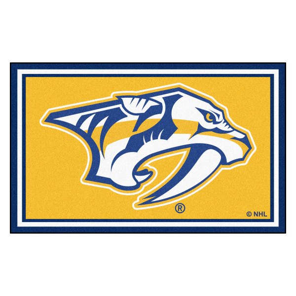 FanMats® - Nashville Predators 48" x 72" Yellow Nylon Face Ultra Plush Floor Rug with "Saber Tooth Tiger" Logo