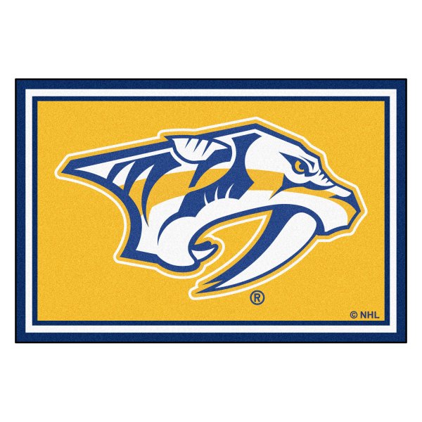 FanMats® - Nashville Predators 60" x 96" Yellow Nylon Face Ultra Plush Floor Rug with "Saber Tooth Tiger" Logo