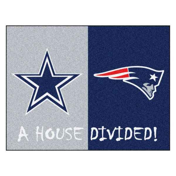 FanMats® - Dallas Cowboys/New England Patriots 33.75" x 42.5" Nylon Face House Divided Floor Mat