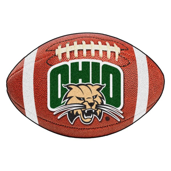 FanMats® - Ohio University 20.5" x 32.5" Nylon Face Football Ball Floor Mat with "OHIO Cat" Logo