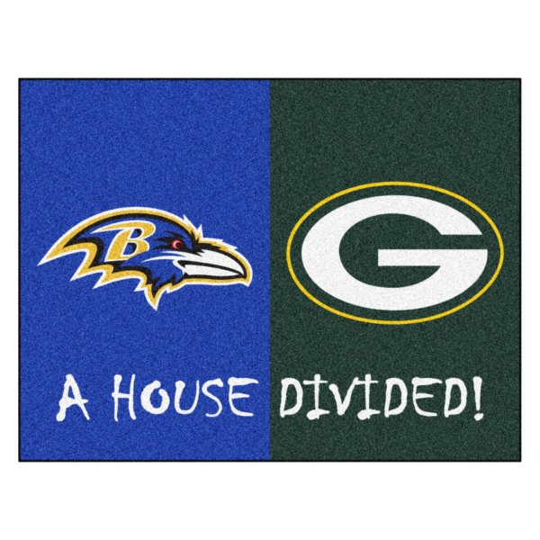 FanMats® - Baltimore Ravens/Green Bay Packers 33.75" x 42.5" Nylon Face House Divided Floor Mat