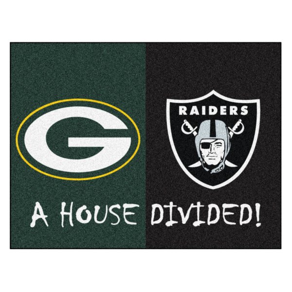 FanMats® - Green Bay Packers/Las Vegas Raiders 33.75" x 42.5" Nylon Face House Divided Floor Mat