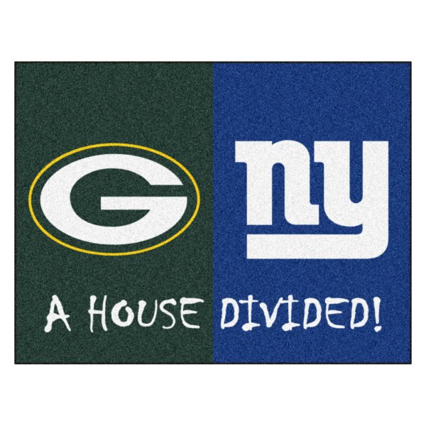 FanMats® - Green Bay Packers/New York Giants 33.75" x 42.5" Nylon Face House Divided Floor Mat