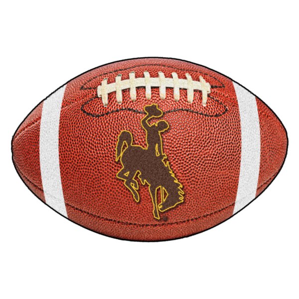 FanMats® - University of Wyoming 20.5" x 32.5" Nylon Face Football Ball Floor Mat with "Bucking Cowboy" Logo