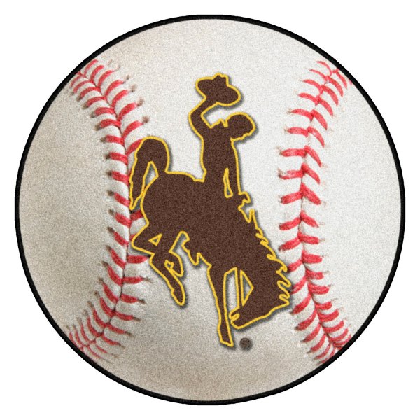 FanMats® - University of Wyoming 27" Dia Nylon Face Baseball Ball Floor Mat with "Bucking Cowboy" Logo