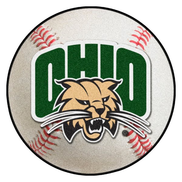 FanMats® - Ohio University 27" Dia Nylon Face Baseball Ball Floor Mat with "OHIO Cat" Logo