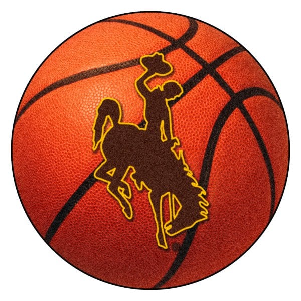 FanMats® - University of Wyoming 27" Dia Nylon Face Basketball Ball Floor Mat with "Bucking Cowboy" Logo