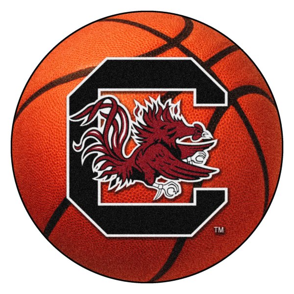 FanMats® - University of South Carolina 27" Dia Nylon Face Basketball Ball Floor Mat with "Block C & Gamecock" Logo