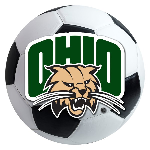 FanMats® - Ohio University 27" Dia Nylon Face Soccer Ball Floor Mat with "OHIO Cat" Logo