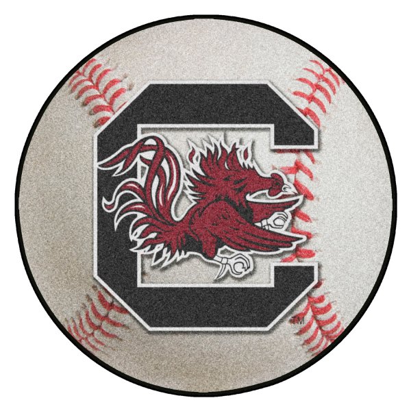 FanMats® - University of South Carolina 27" Dia Nylon Face Baseball Ball Floor Mat with "Block C & Gamecock" Logo