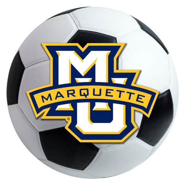 FanMats® - Marquette University 27" Dia Nylon Face Soccer Ball Floor Mat with "MU" Logo and Wordmark