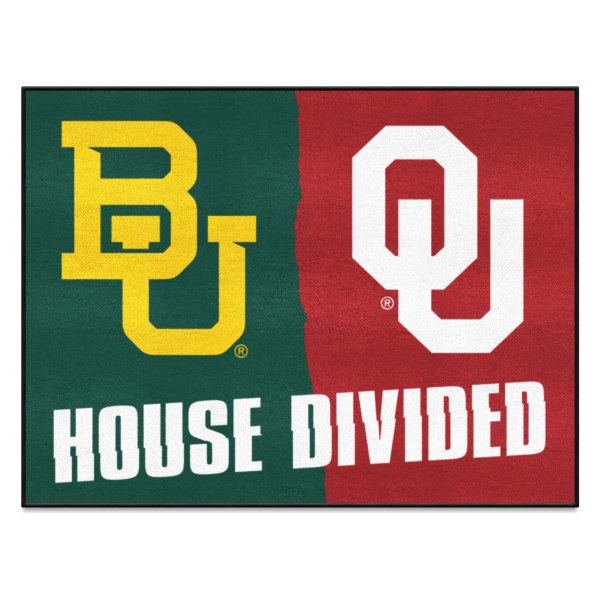 FanMats® - Baylor University/University of Oklahoma 33.75" x 42.5" Nylon Face House Divided Floor Mat