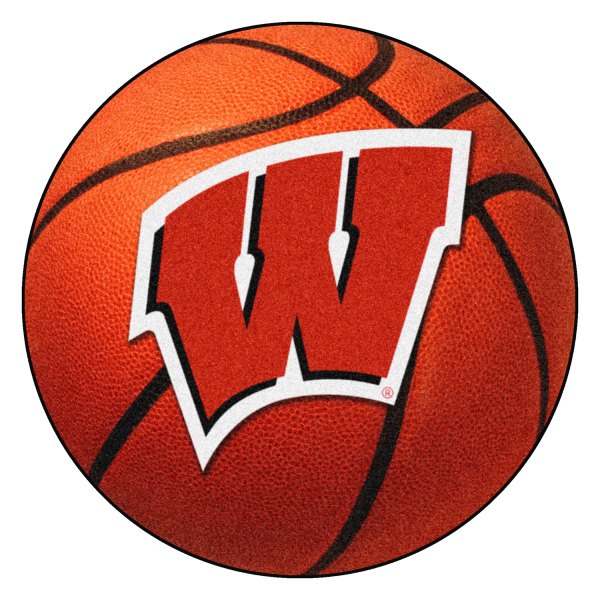 FanMats® - University of Wisconsin 27" Dia Nylon Face Basketball Ball Floor Mat with "W" Logo