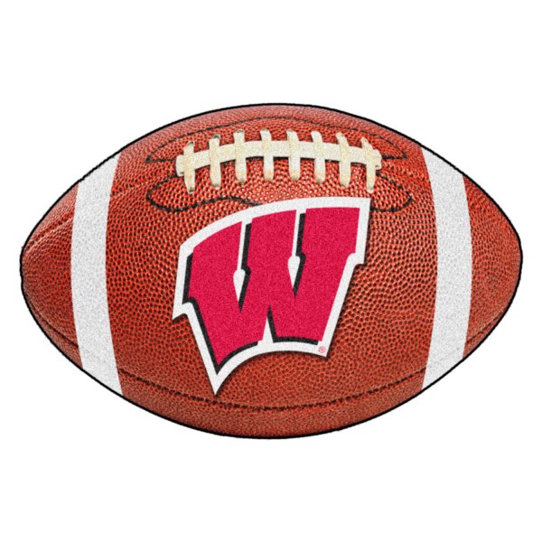 FanMats® - University of Wisconsin 20.5" x 32.5" Nylon Face Football Ball Floor Mat with "W" Logo