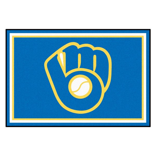 FanMats® - Milwaukee Brewers 60" x 96" Nylon Face Ultra Plush Floor Rug with "MB Glove" Logo