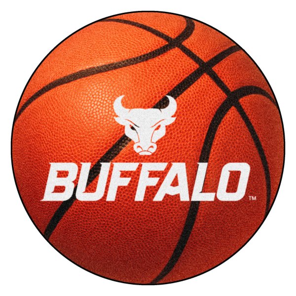 FanMats® - State University of New York at Buffalo 27" Dia Nylon Face Basketball Ball Floor Mat with "Buffalo Head & Wordmark" Logo