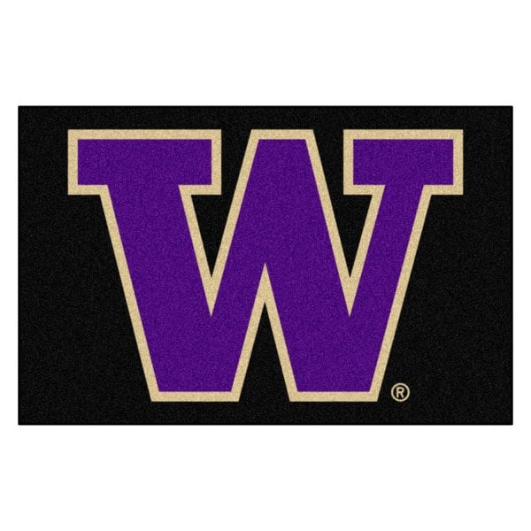 FanMats® - University of Washington 19" x 30" Black Nylon Face Starter Mat with "W" Logo