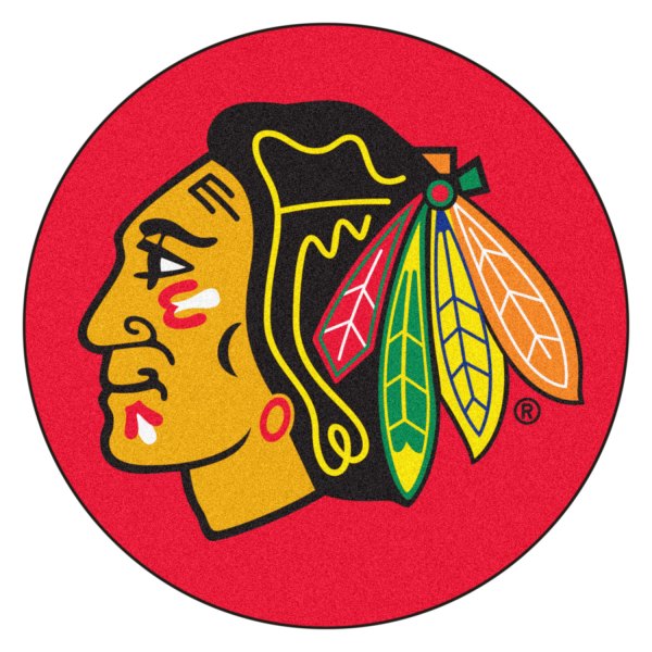 FanMats® - Chicago Blackhawks 27" Dia Nylon Face Hockey Puck Floor Mat