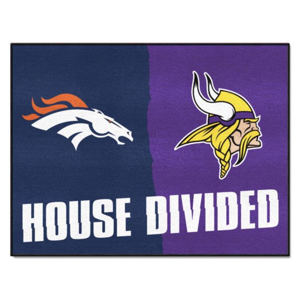 FanMats® - Denver Broncos/Minnesota Vikings 33.75" x 42.5" Nylon Face House Divided Floor Mat
