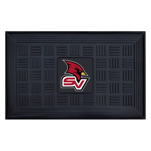 FanMats® - Saginaw Valley State University 19.5" x 31.25" Ridged Vinyl Door Mat with "Cardinal Head & SV" Logo