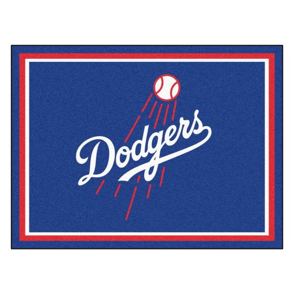 FanMats® - Los Angeles Dodgers 96" x 120" Nylon Face Ultra Plush Floor Rug with "Script Dodgers with Baseball" Logo