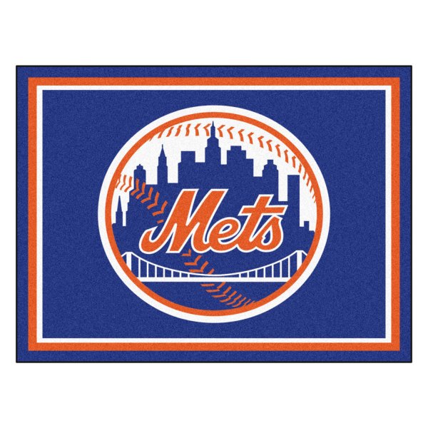 FanMats® - New York Mets 96" x 120" Nylon Face Ultra Plush Floor Rug with "Circular Baseball with Script Mets" Logo
