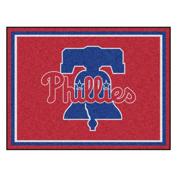 FanMats® - Philadelphia Phillies 96" x 120" Nylon Face Ultra Plush Floor Rug with "Baseball Diamond, Bell & Script Phillies" Logo