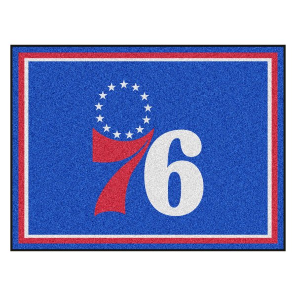 FanMats® - Philadelphia 76ers 96" x 120" Nylon Face Ultra Plush Floor Rug with "76 & Stars" Primary Logo