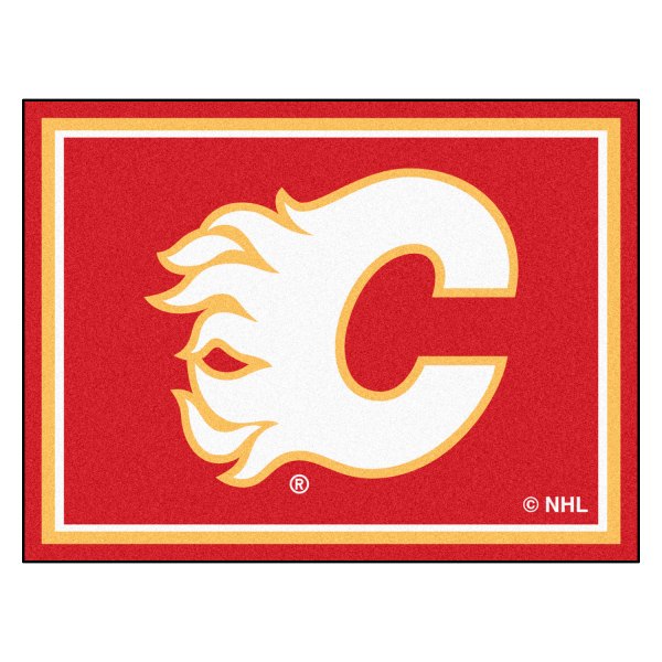 FanMats® - Calgary Flames 96" x 120" Nylon Face Ultra Plush Floor Rug with "Flaming C" Logo