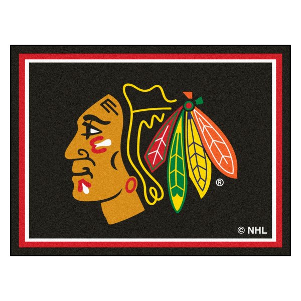 FanMats® - Chicago Blackhawks 96" x 120" Nylon Face Ultra Plush Floor Rug with "Native American" Logo